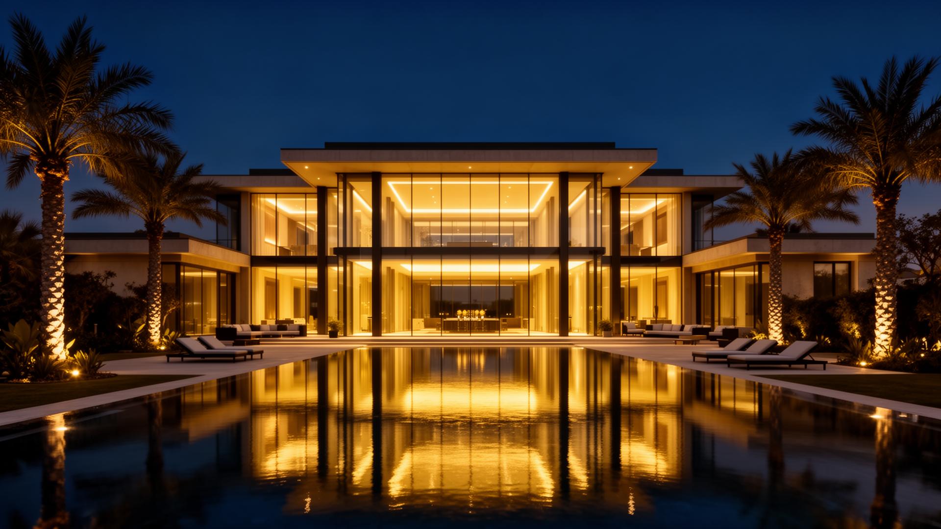 Luxury residence in Hyderabad at twilight